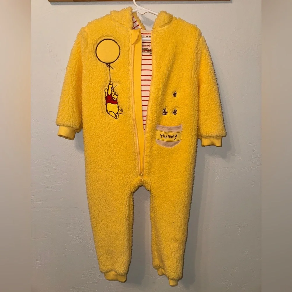 Disney Pooh Bear Little Sleepies Sherpa One Piece Outerwear 18-24 Romper - Picture 6 of 9